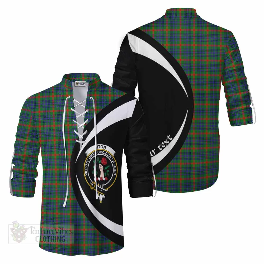 Aiton Tartan Ghillie Kilt Shirt with Family Crest Circle Style