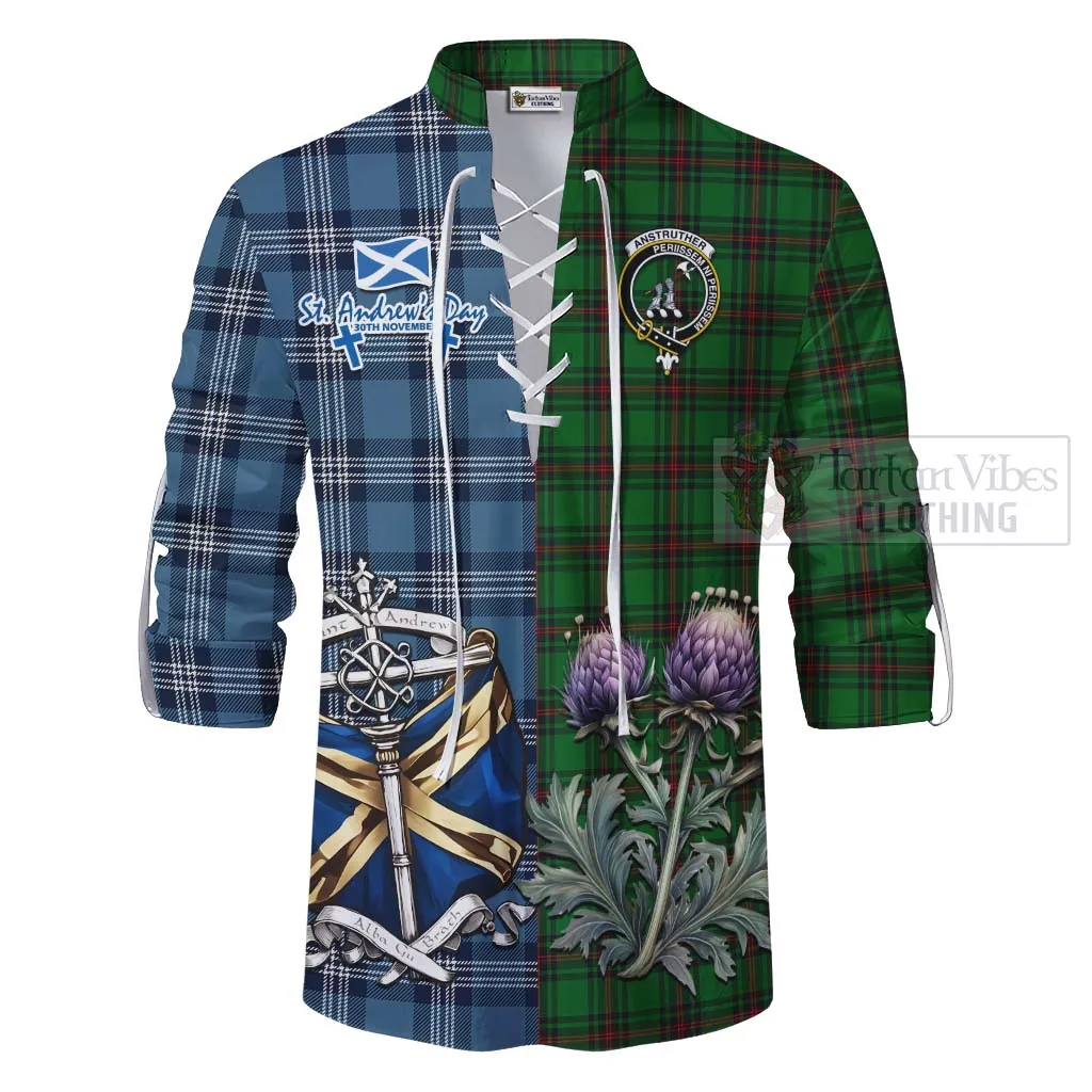 Anstruther Tartan Ghillie Kilt Shirt Happy St. Andrew's Day Half Tartan Style