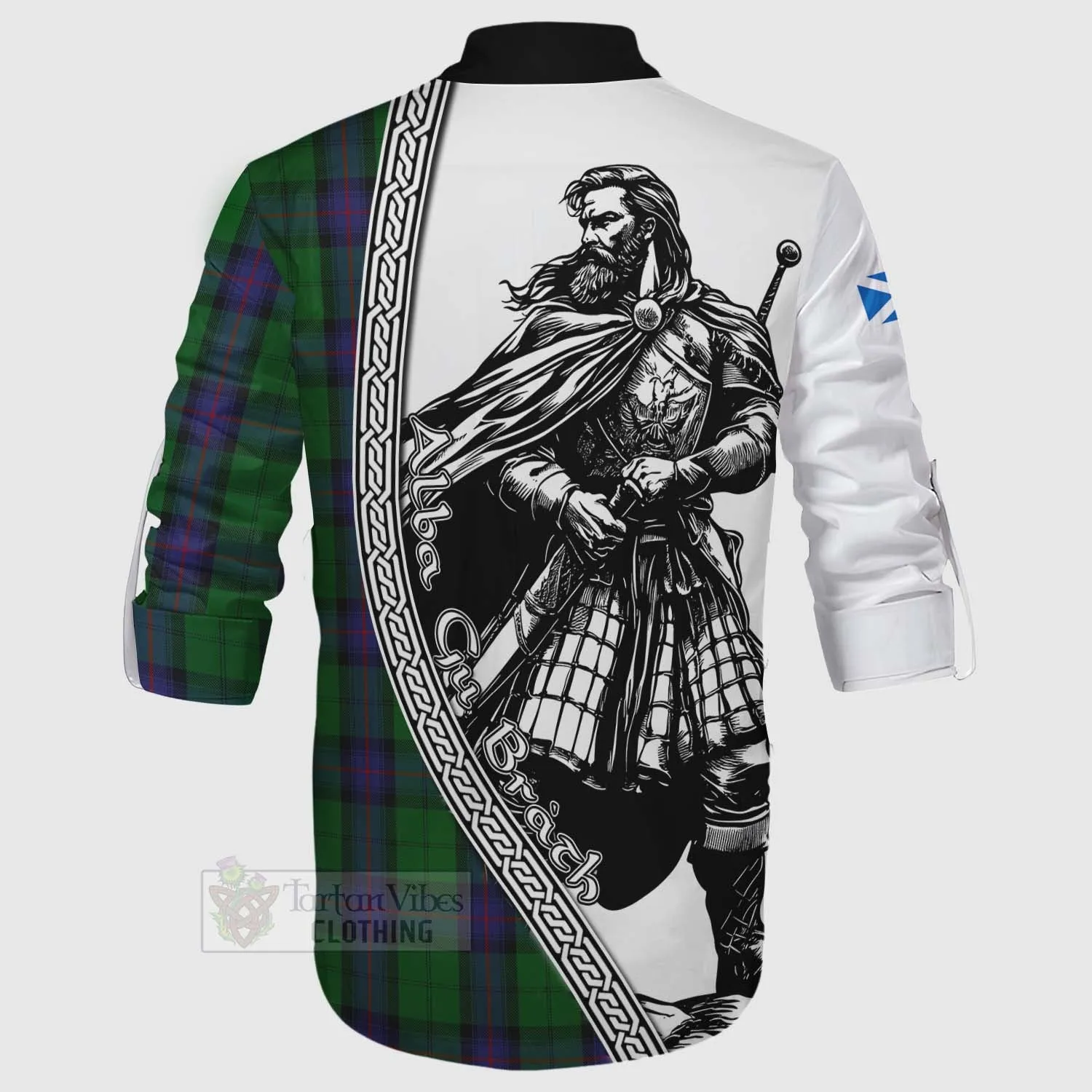 Armstrong Tartan Clan Crest Ghillie Kilt Shirt with Highlander Warrior Celtic Style