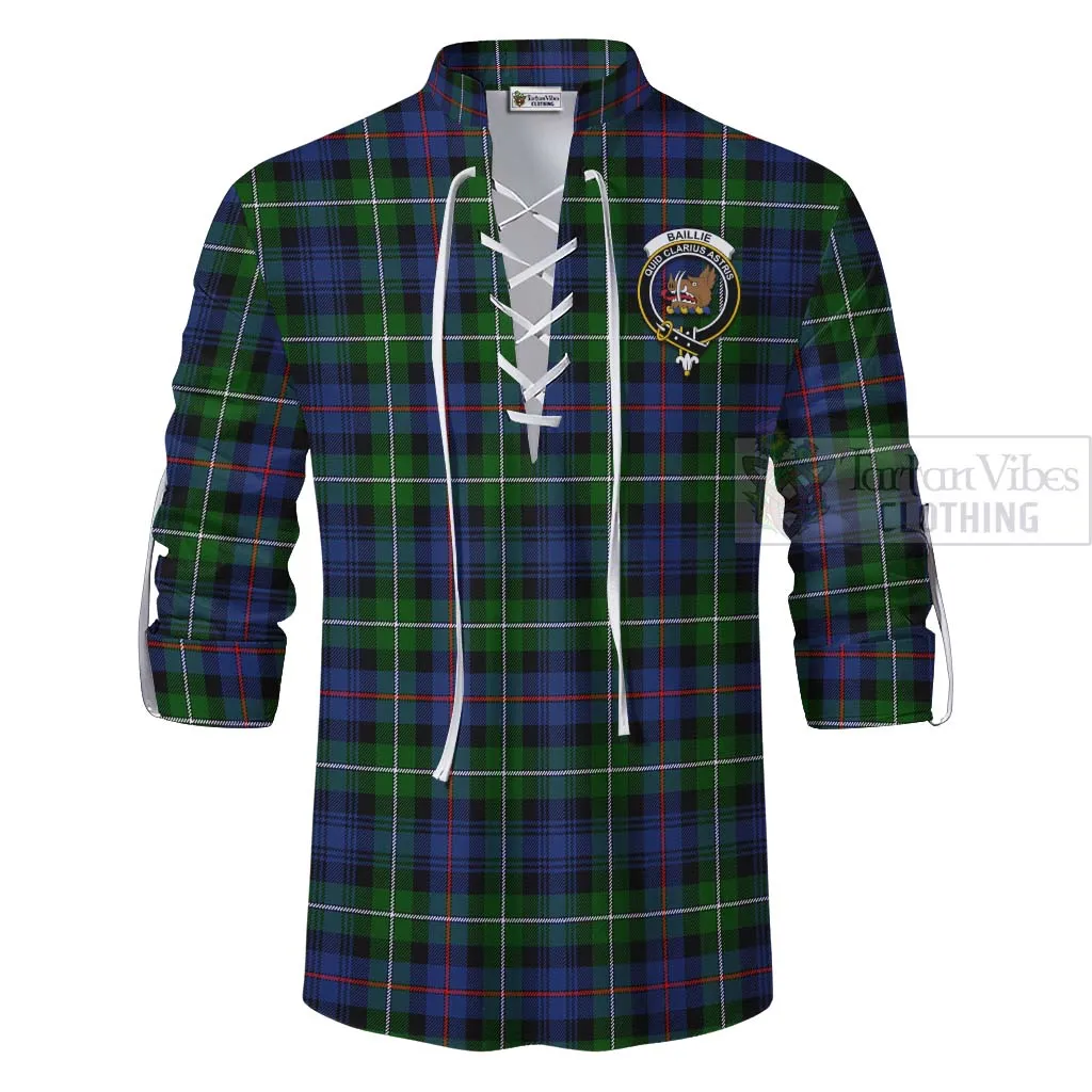 Baillie (Bailey) Tartan Ghillie Kilt Shirt with Family Crest Celtic Skull Style