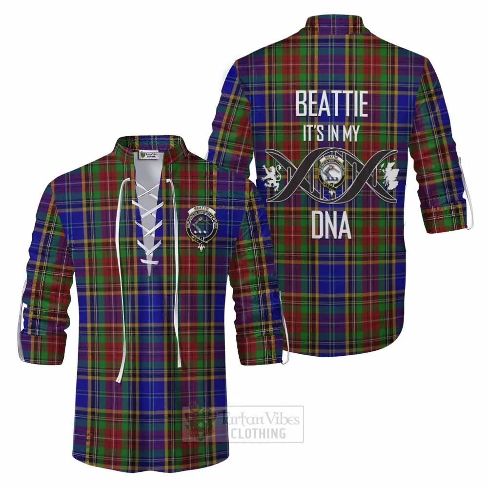 Beattie (Beatty) Tartan Ghillie Kilt Shirt with Family Crest DNA In Me Style