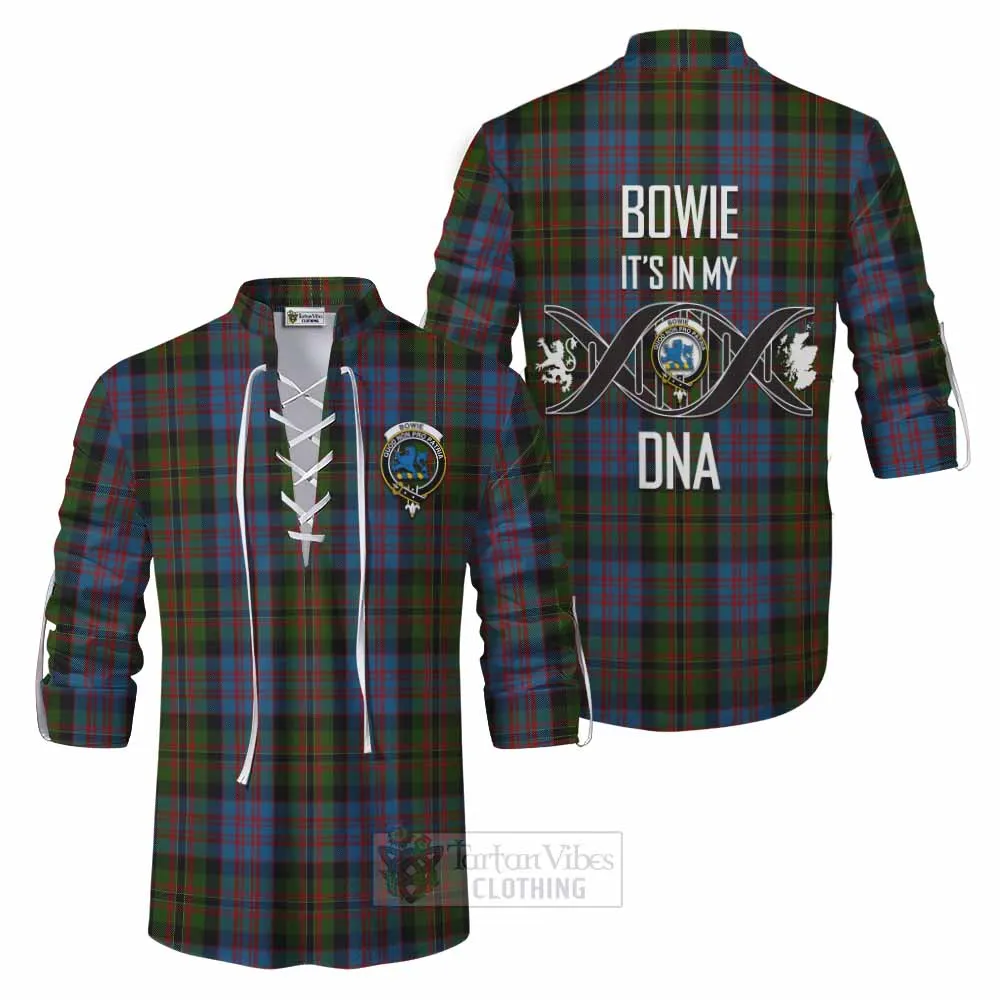 Bowie Tartan Ghillie Kilt Shirt with Family Crest DNA In Me Style
