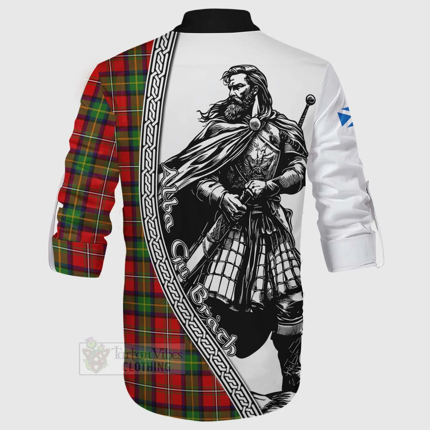 Boyd Tartan Clan Crest Ghillie Kilt Shirt with Highlander Warrior Celtic Style